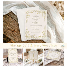 Vintage French Toile Gold & Ivory Wedding