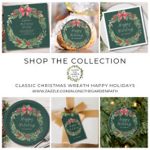 Classic Christmas Wreath Happy Holidays