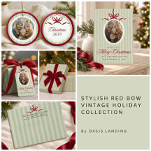 Stylish Red Bow Vintage Holiday Traditions