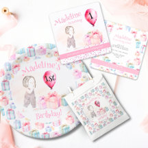 Whimsical Cute Girl 1st Birthday Pink Balloon Gift