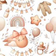 Cute Whimsy Baby Shower Beige