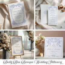 Dusty Blue Baroque Wedding Stationery Collection