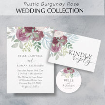 Rustic Rose Burgundy Watercolor Wedding Collection