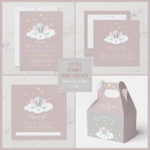 Pink Little Peanut Baby Shower Watercolor Elephant