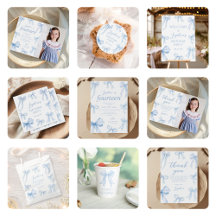 Blue Coquette Bow Girl Birthday Party