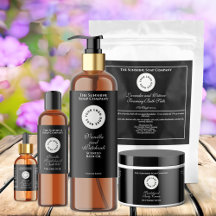 Black Soap Packaging & Cosmetics Labels with Logo