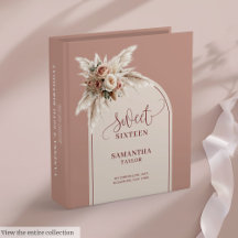 Arch Dusty Pink Pampas 16th Birthday Binders 30-16