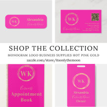 Monogram Logo Business Supplies Hot Pink Gold