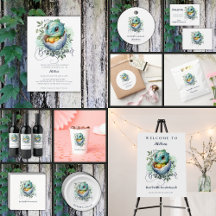 Dinosaur Egg Cute Watercolor Leaves