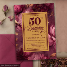 Burgundy Blush Gold 50th Birthday Invites 26-50