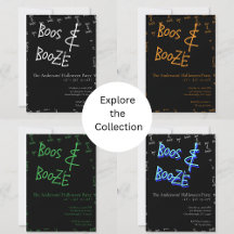 Boos and Booze Halloween Party Invitations