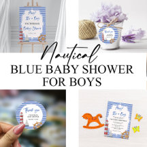 NAUTICAL BLUE BOY BABY SHOWER SET