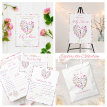 Pink Floral Heart Baby In Bloom Baby Shower