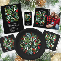 CHRISTMAS GREENS BERRIES TYPOGRAPHY COLLECTION