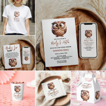 Cute Caricature Owl Baby Boy Shower Collection