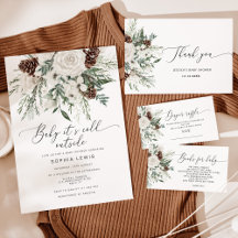 Evergreen winter gender neutral baby shower