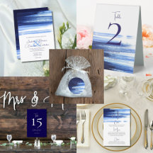 Sapphire Blue Watercolor Wedding Stationery