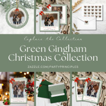 Green Gingham Plaid Corner Bow Christmas