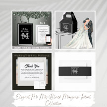 Elegant Mr Mrs Black Monogram Initial