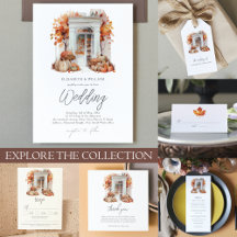 Autumn Wedding Watercolor Frond Door