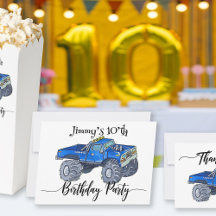 Boys Birthday with Blue  Pickup Truck