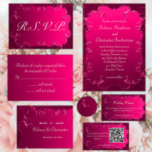 Elegant Pink Wedding Invitation Suite
