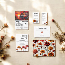 Italian Sunset Wedding Bold Red & Orange Coastal 