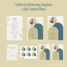 Gold teal christening Baptism