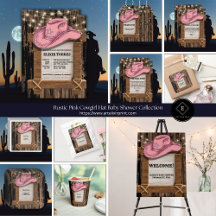 Rustic Pink Cowgirl Hat Baby Shower Collection