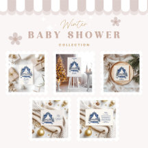 Blue Christmas Crib Baby Shower