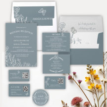 Meadow Flowers Blue Grey Wedding Suite