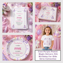 Whimsical Purple Pastel Magical Unicorn 5th 