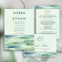 Coastal Beach Sea Green Tide Pool Stripes Wedding