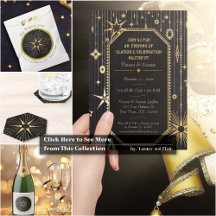 New Year's Wishes - Black with Gold Stars
