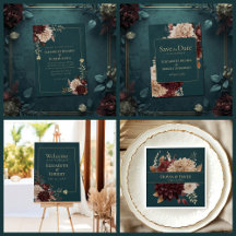 Dark Teal Floral Gothic Wedding Collection