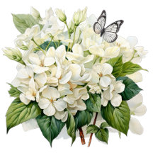 Chic White Hydrangea Floral Butterfly Wedding