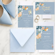 Watercolor Flowers Dusty Blue