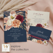 Navy Burgundy Floral Wedding Collection