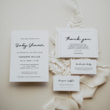 Simple baby shower stationery