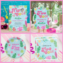 Two cool Summer pool party girl 2nd birthday