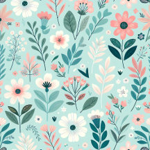 Blue and Pink Folk Art Pattern