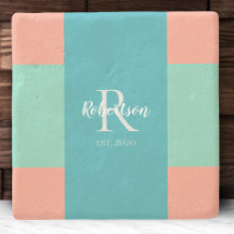 Modern Teal, Blue, and Pink Monogrammed