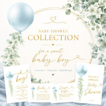 Blue Balloon Eucalyptus Baby Shower