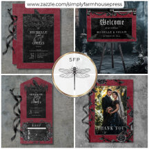 Gothic Black Raven & Black Roses Wine Wedding