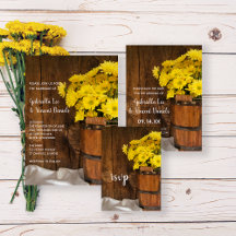 Rustic Wooden Bucket and Yellow Daisies Wedding