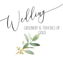 Wedding Watercolor Greenery & Gold