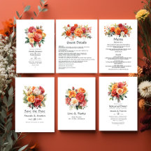 Red, Orange, and Sage Floral Wedding
