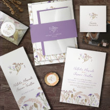 Wildflower grass watercolor boho fall wedding