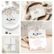 Ice Skating Birthday Pink Gold