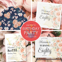Hand Painted Floral 80th Birthday Party Suite